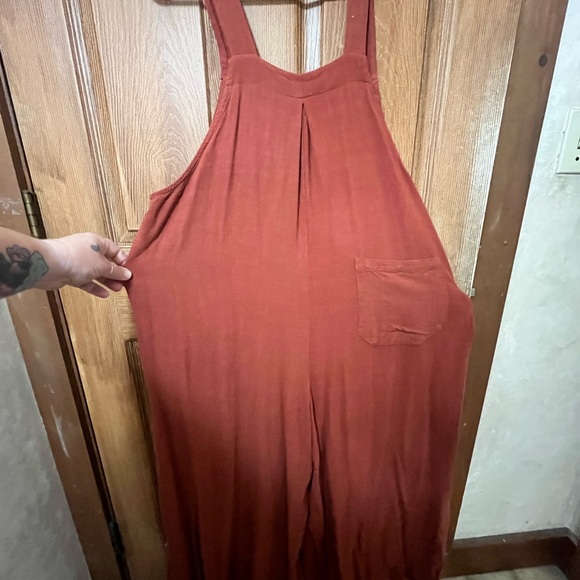 Pants - Rust Wide-Leg Jumpsuit Overalls